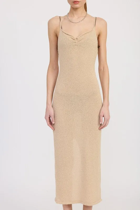 SPAGHETTI STRAP MIDI DRESS