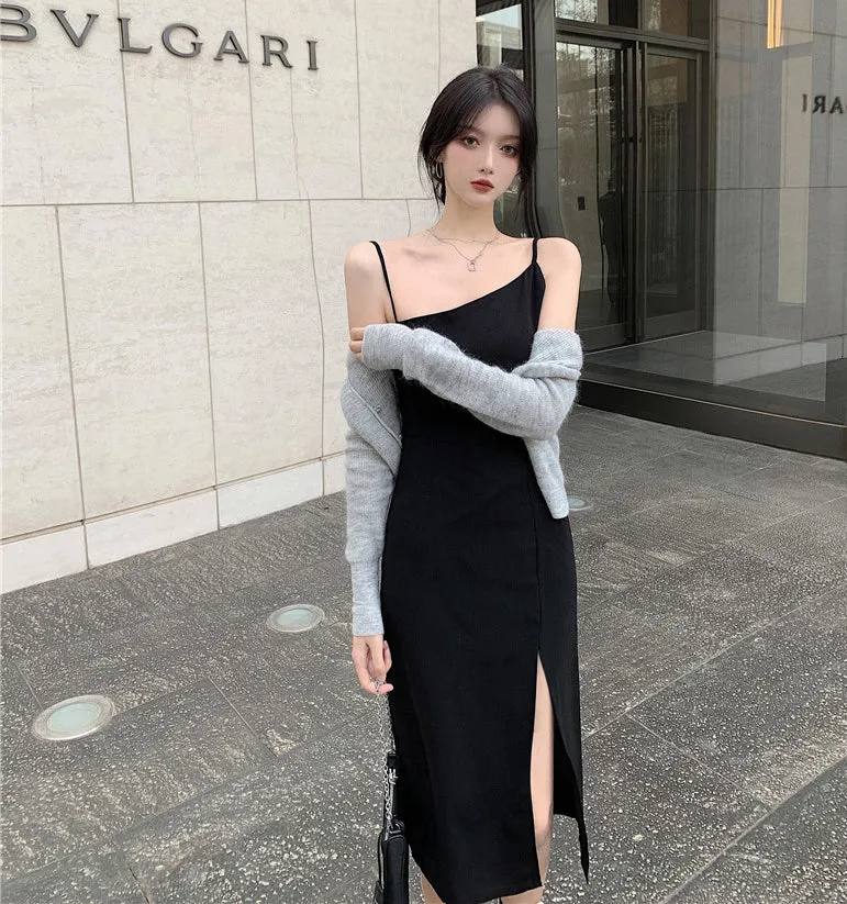 Spaghetti Strap Side Slit Dress