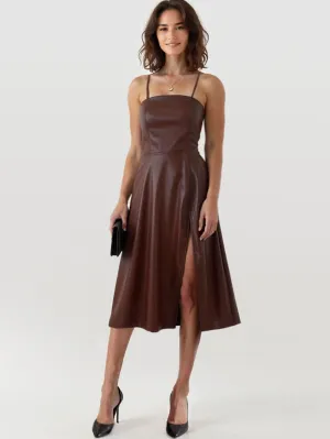Spaghetti Strap Slit Midi Dress