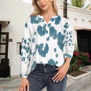 Split V-Neck Short Sleeve Blouse