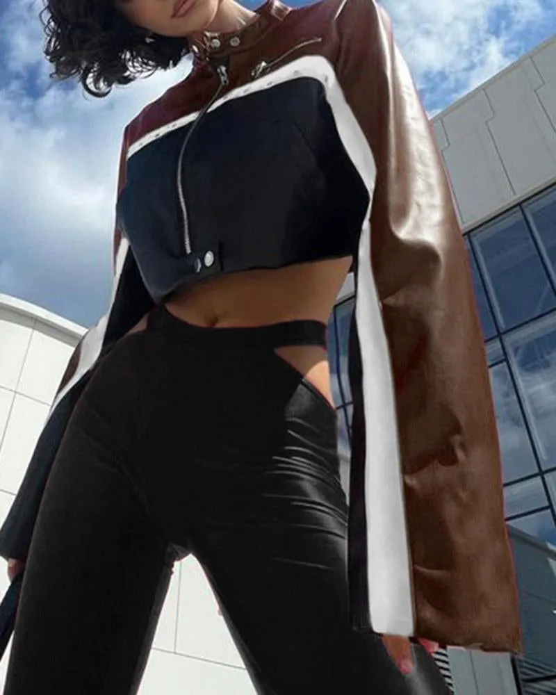 Street Style Motorcycle Style Rivet Zipper Jacket