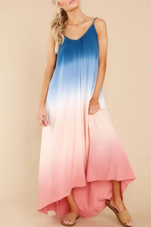 Street Tie-Dye Spaghetti Strap Irregular Dresses