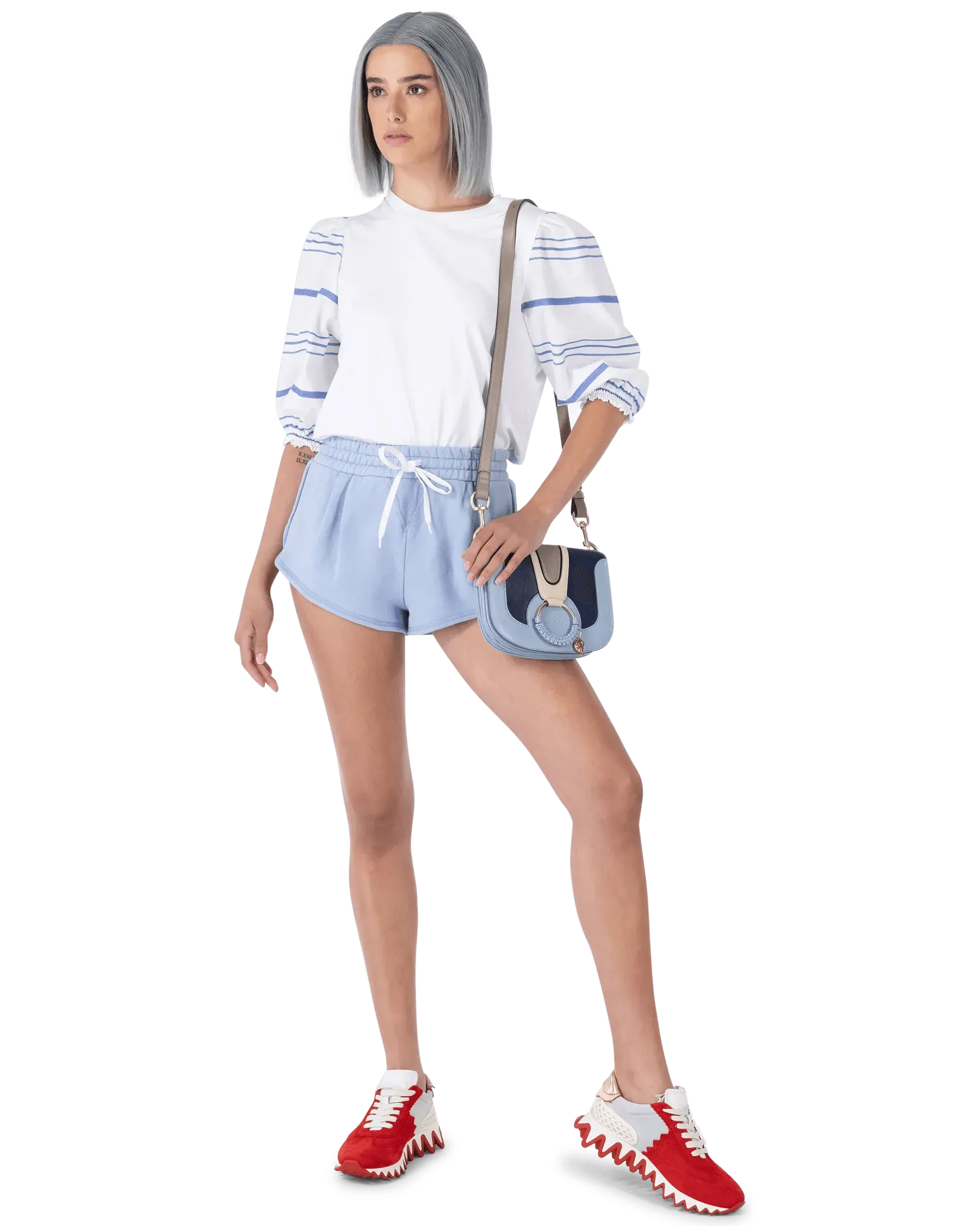 Striped Puffy Short Sleeve Top