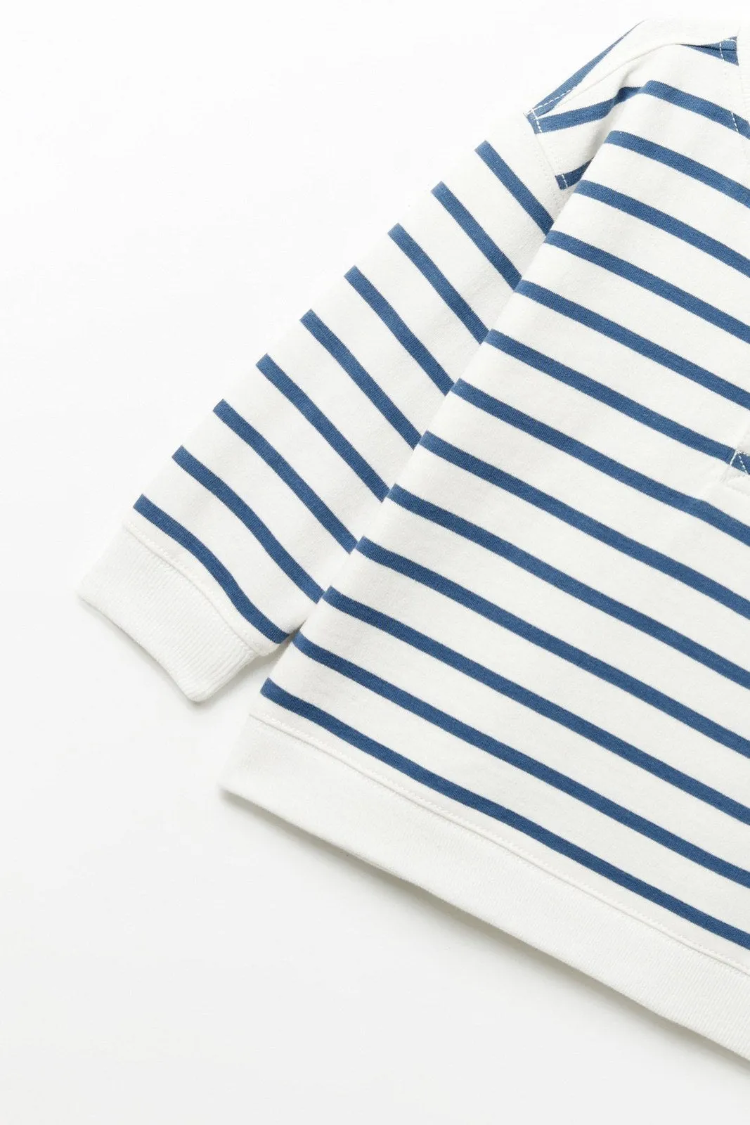 Stripes Henley collar sweatshirt - Ecru