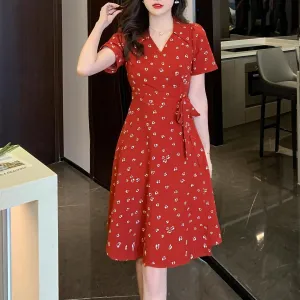 Stylish Mid Length Floral Print Dress for Modern Women