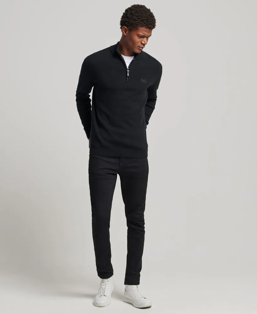 Superdry Organic Cotton Vintage Embroidered Henley Jumper - Black