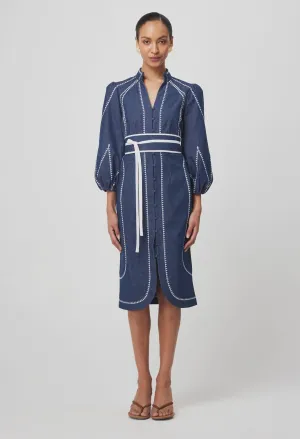 Swanson Embroidered Cotton Denim Dress