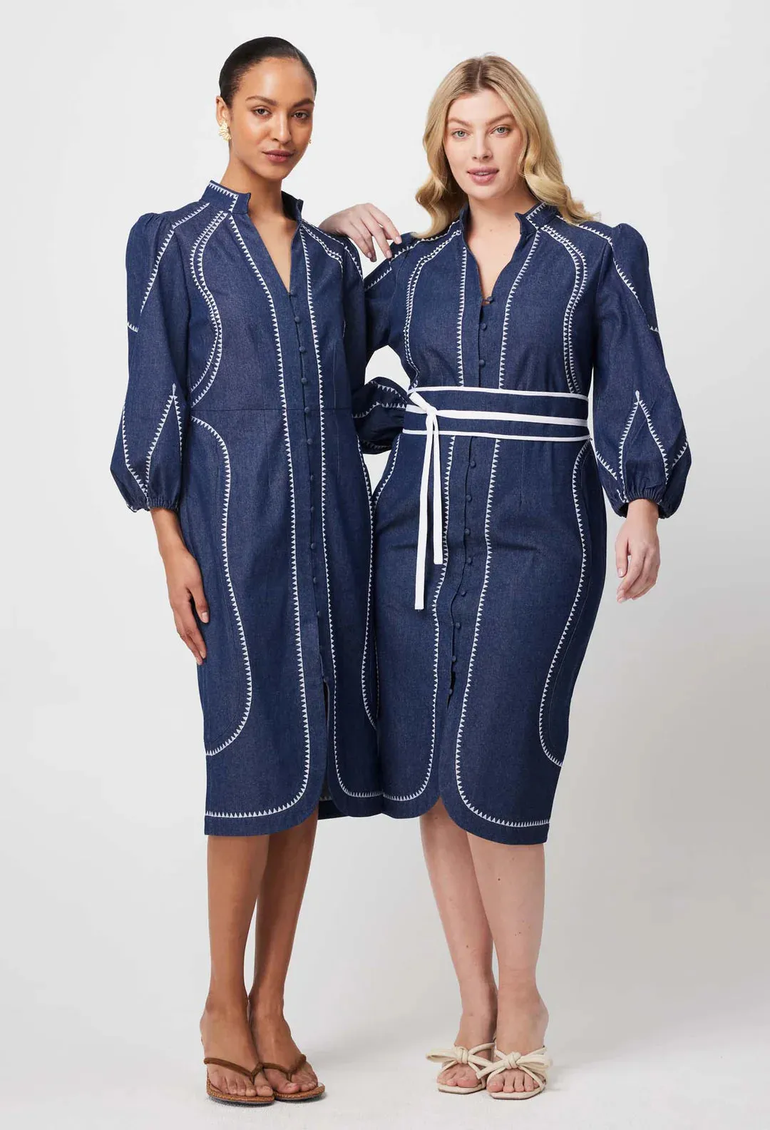 Swanson Embroidered Cotton Denim Dress