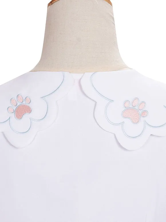Tea Party Lolita T-Shirt White Long Sleeve Bows Polyester Sweet Lolita Blouse