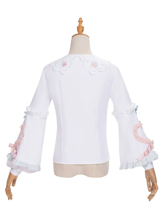 Tea Party Lolita T-Shirt White Long Sleeve Bows Polyester Sweet Lolita Blouse