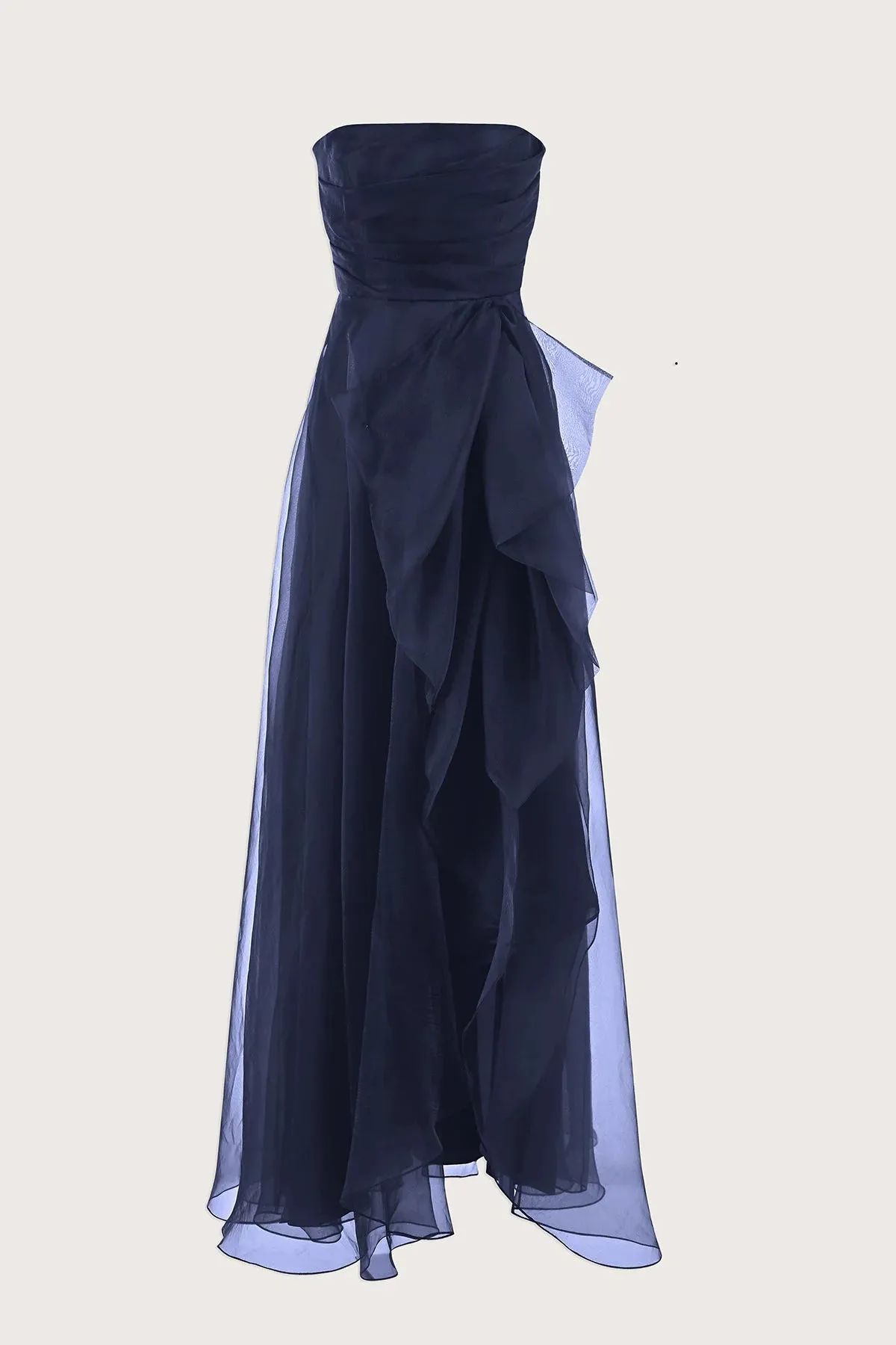 Teresa Strapless Draped Gown - Navy