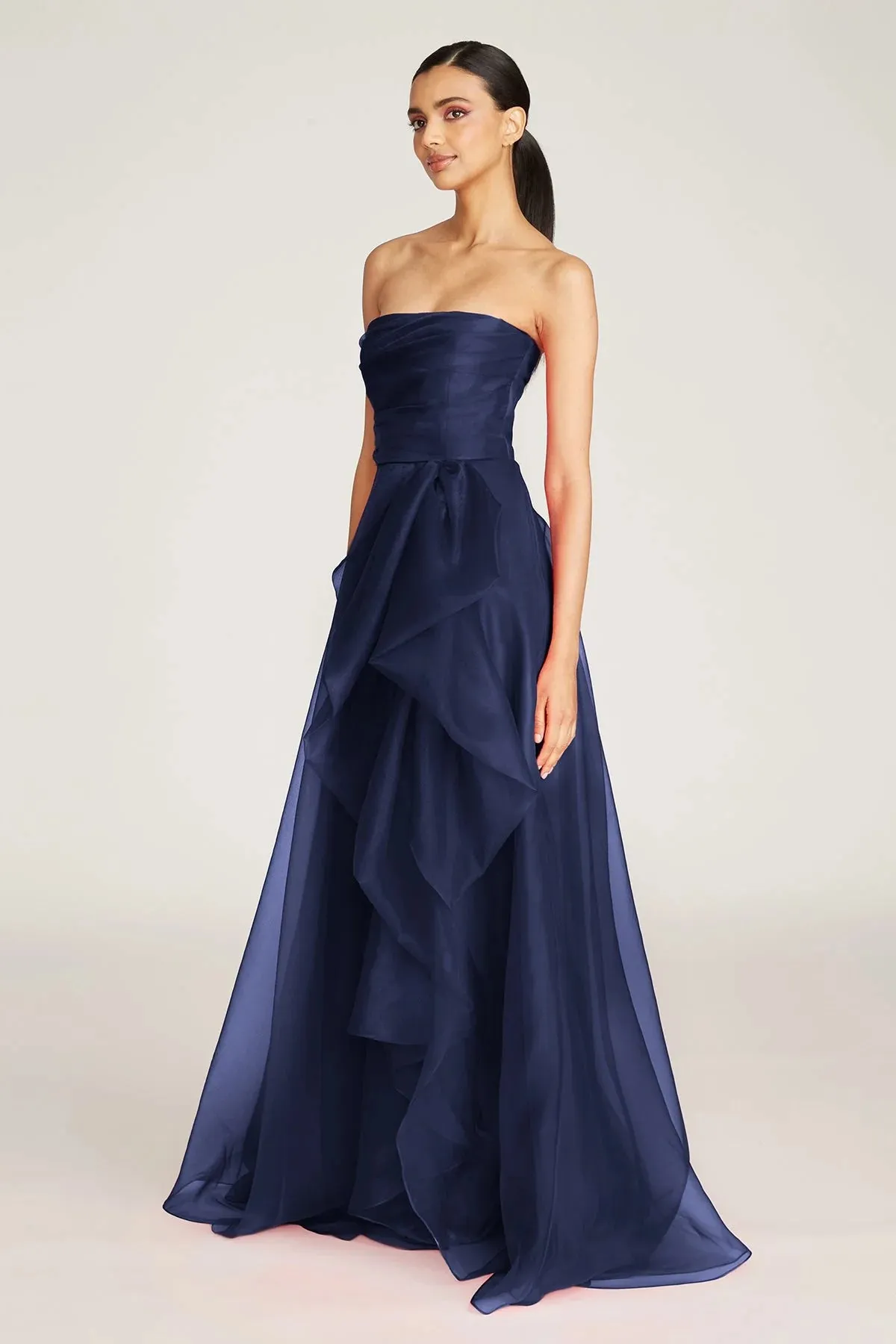 Teresa Strapless Draped Gown - Navy