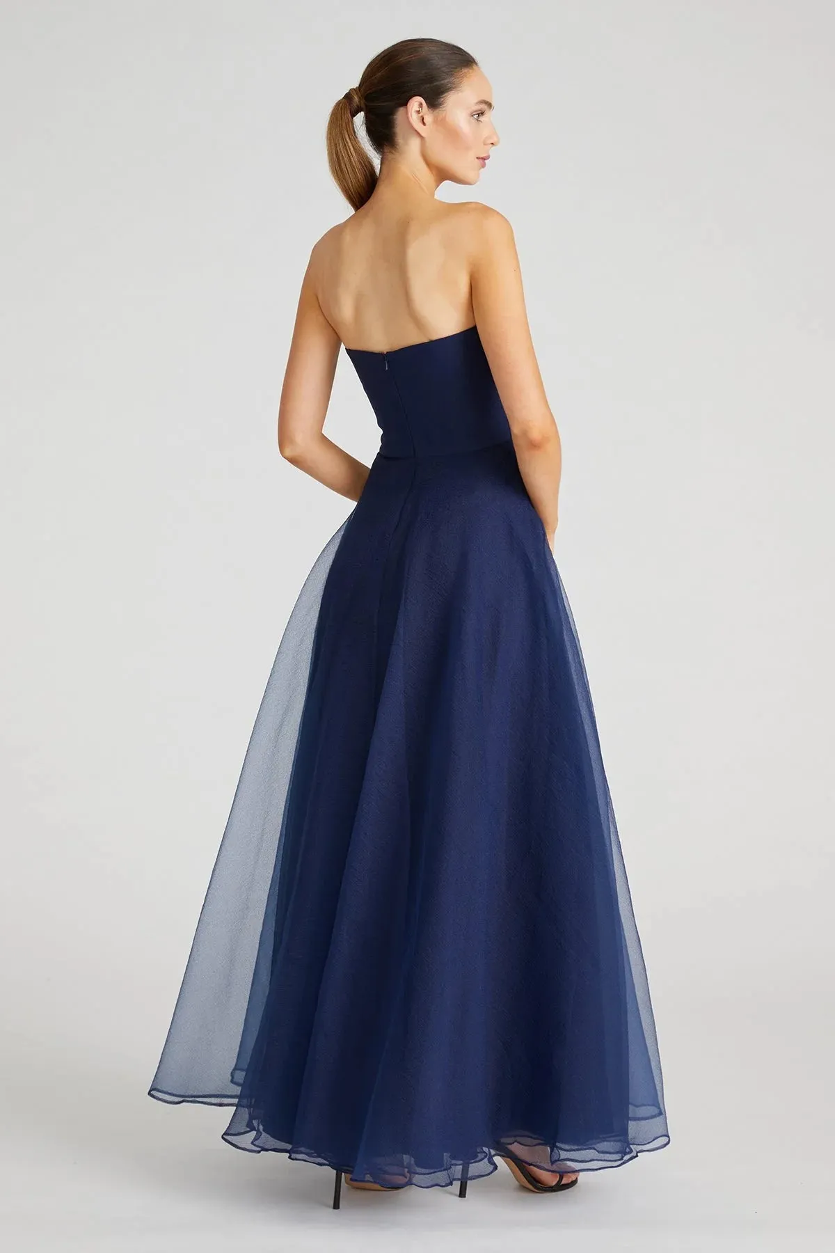 Teresa Strapless Draped Gown - Navy