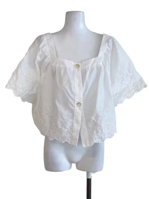 White Eyelet Trapeze Top