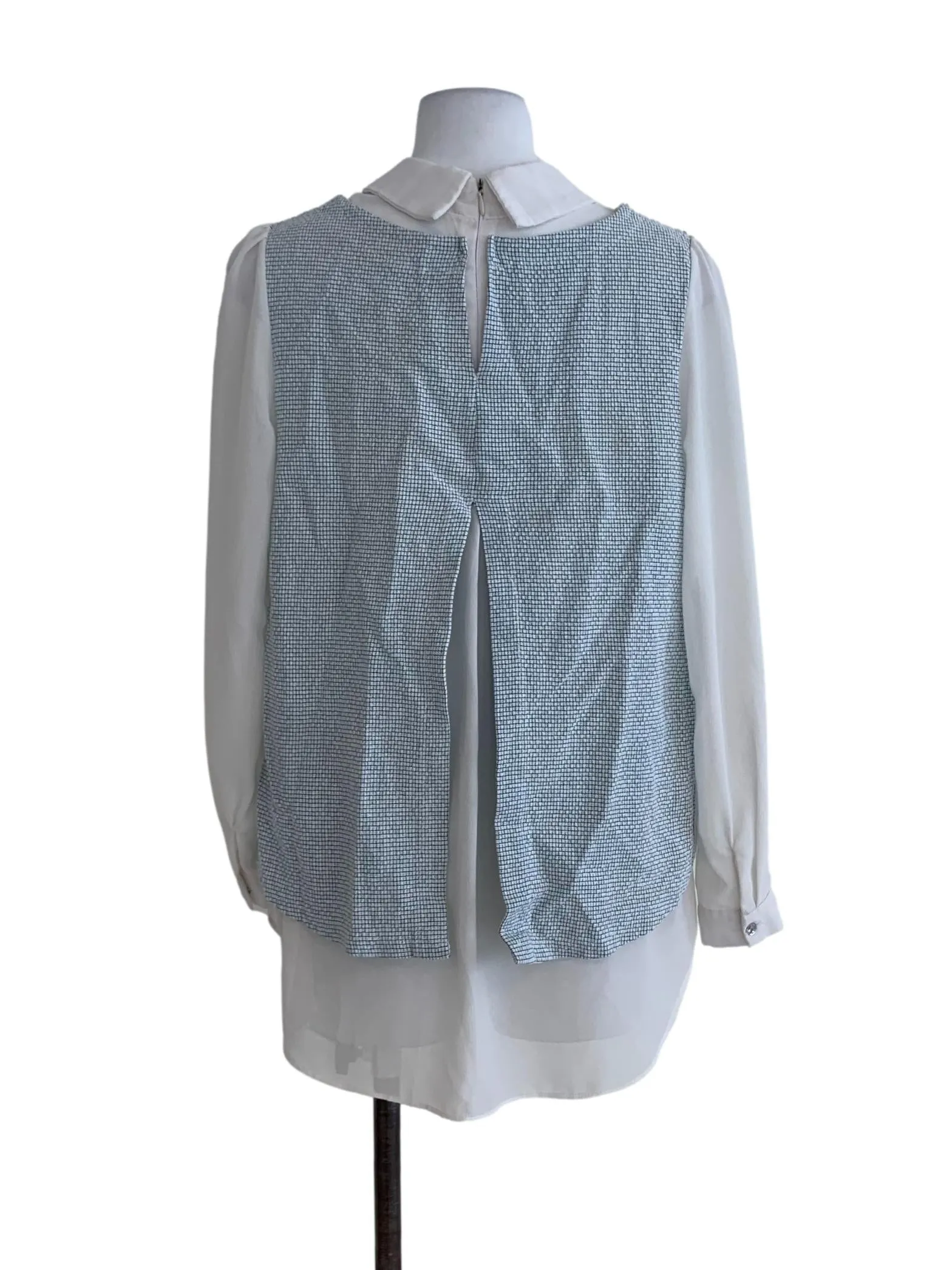 White Graph Check Blouse