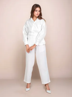 White Solid Full Sleeves Shirt