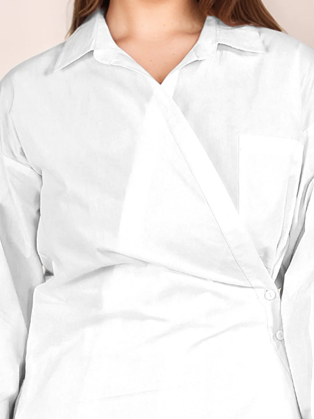 White Solid Full Sleeves Shirt