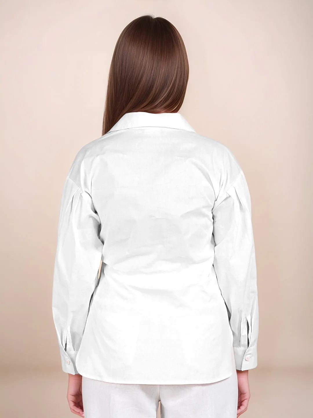 White Solid Full Sleeves Shirt