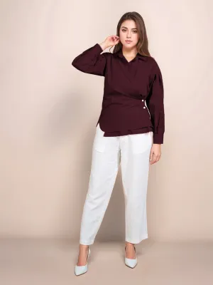 Wine Solid Full Sleeves Shirt