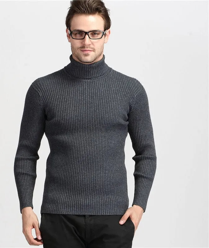 Winter Thick Warm 100% Cashmere Sweater Men Turtleneck Men Mens Sweaters Slim Fit Pullover Men Knitwear Double collar