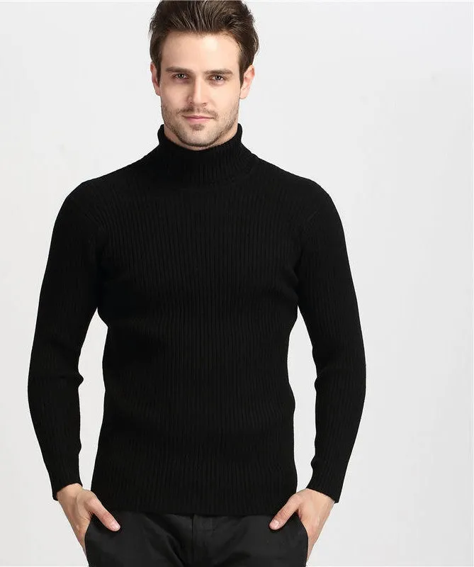 Winter Thick Warm 100% Cashmere Sweater Men Turtleneck Men Mens Sweaters Slim Fit Pullover Men Knitwear Double collar