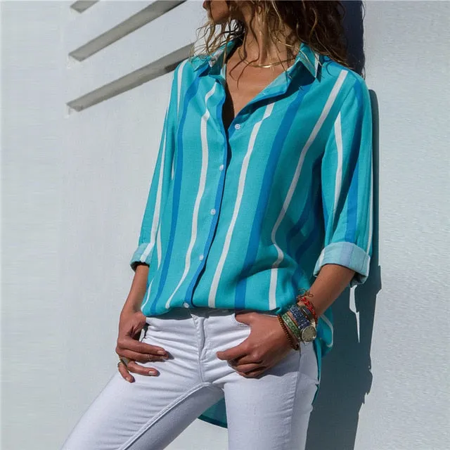 Women Blouses Fashion Long Sleeve Turn Down Collar Office Shirt Blouse Shirt Casual Tops Plus Size Blusas Femininas