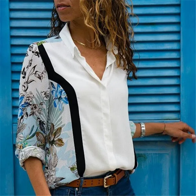 Women Blouses Fashion Long Sleeve Turn Down Collar Office Shirt Blouse Shirt Casual Tops Plus Size Blusas Femininas