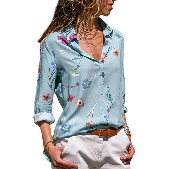 Women Blouses Fashion Long Sleeve Turn Down Collar Office Shirt Blouse Shirt Casual Tops Plus Size Blusas Femininas