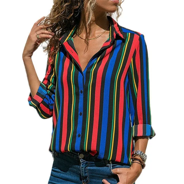Women Blouses Fashion Long Sleeve Turn Down Collar Office Shirt Blouse Shirt Casual Tops Plus Size Blusas Femininas