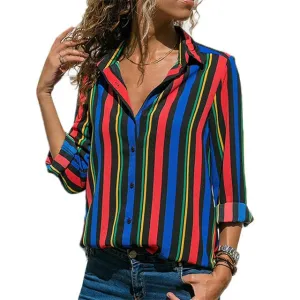 Women Blouses Fashion Long Sleeve Turn Down Collar Office Shirt Blouse Shirt Casual Tops Plus Size Blusas Femininas