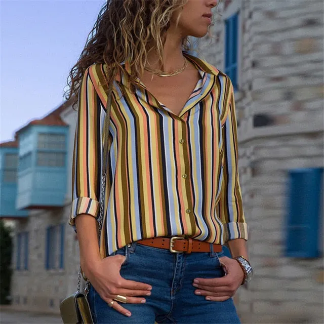 Women Blouses Fashion Long Sleeve Turn Down Collar Office Shirt Blouse Shirt Casual Tops Plus Size Blusas Femininas