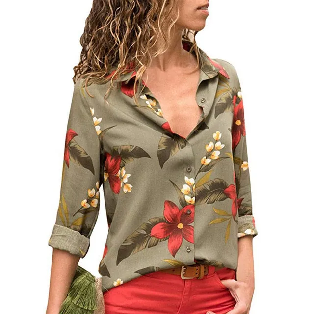 Women Blouses Fashion Long Sleeve Turn Down Collar Office Shirt Blouse Shirt Casual Tops Plus Size Blusas Femininas