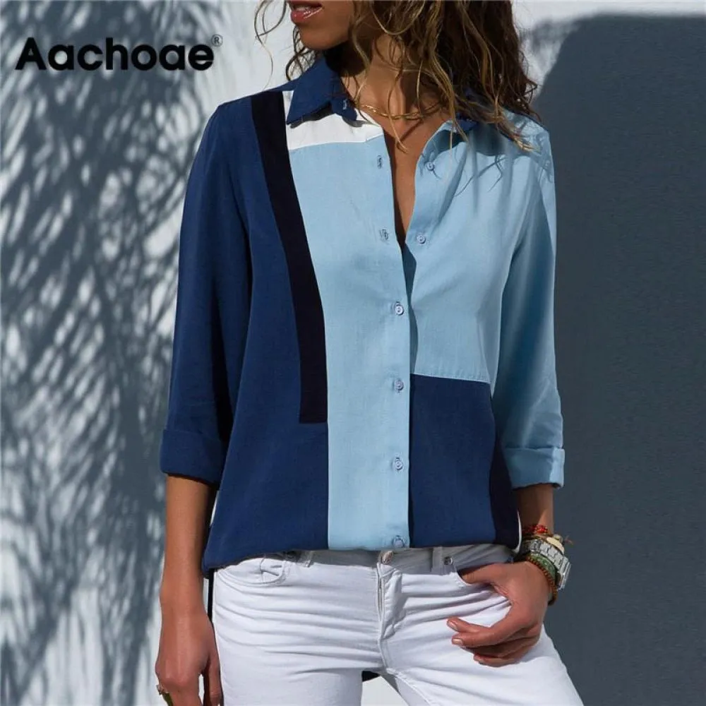 Women Blouses Fashion Long Sleeve Turn Down Collar Office Shirt Blouse Shirt Casual Tops Plus Size Blusas Femininas