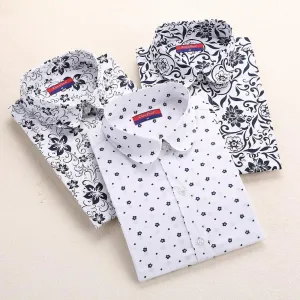 Women Shirts with Long Sleeves Cotton Blouses Shirt Turn Down Collar Female Shirts Women Shirt