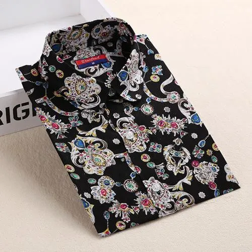 Women Shirts with Long Sleeves Cotton Blouses Shirt Turn Down Collar Female Shirts Women Shirt