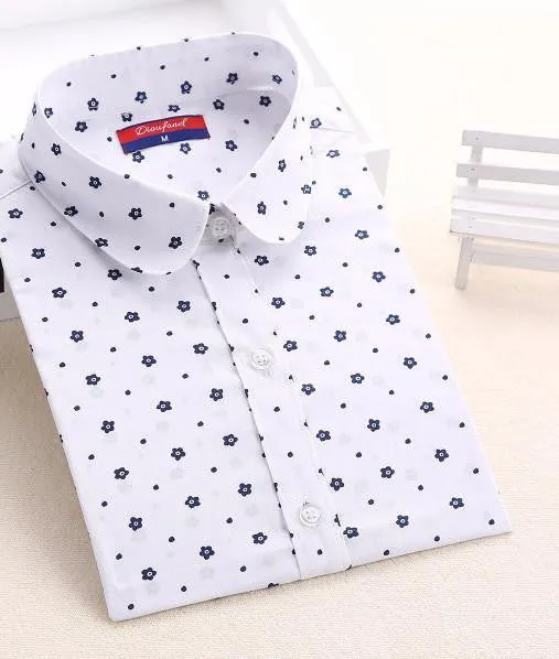 Women Shirts with Long Sleeves Cotton Blouses Shirt Turn Down Collar Female Shirts Women Shirt