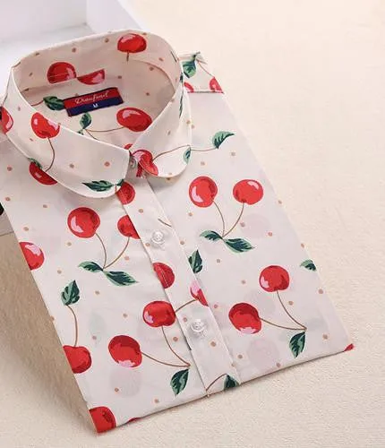 Women Shirts with Long Sleeves Cotton Blouses Shirt Turn Down Collar Female Shirts Women Shirt