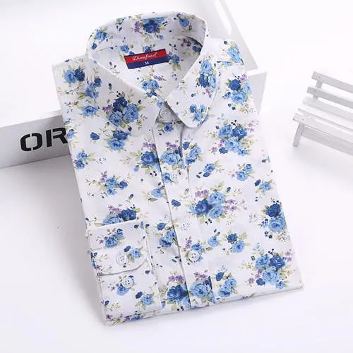 Women Shirts with Long Sleeves Cotton Blouses Shirt Turn Down Collar Female Shirts Women Shirt