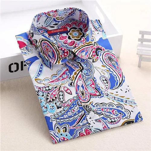 Women Shirts with Long Sleeves Cotton Blouses Shirt Turn Down Collar Female Shirts Women Shirt