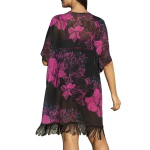 Women Vintage Boho Kimono Cardigan Blouse Female Chiffon Cover Up Tops Tassels Blouses NW