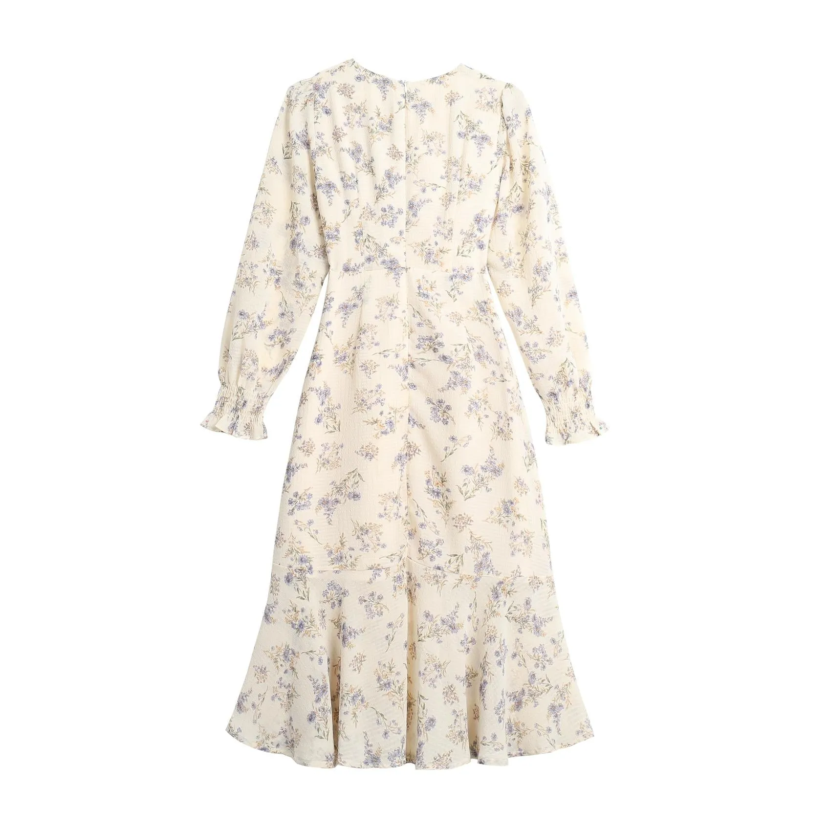 Women's A-Line Mid-Length Floral Print Tea Dress with a V Neck