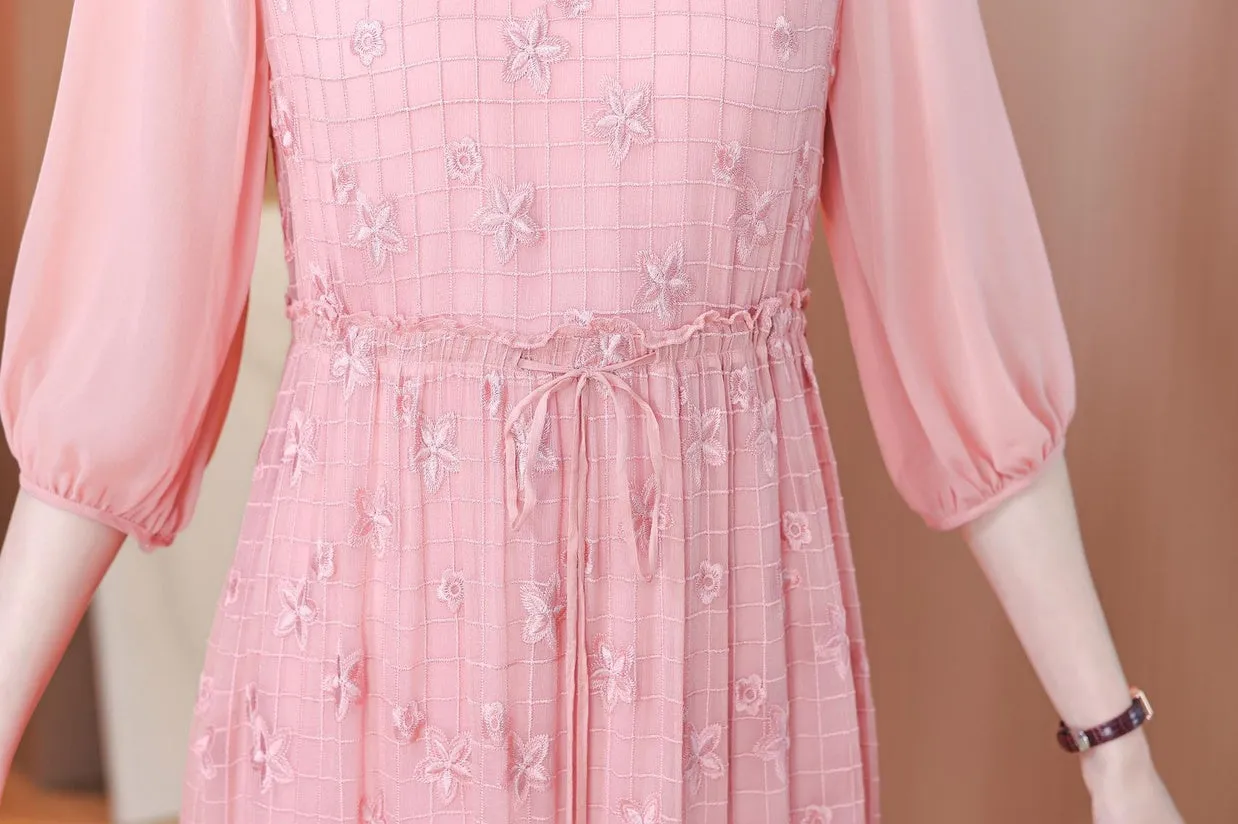Women's Broderie Tulle Hem Dress with Stylish A-line Cut