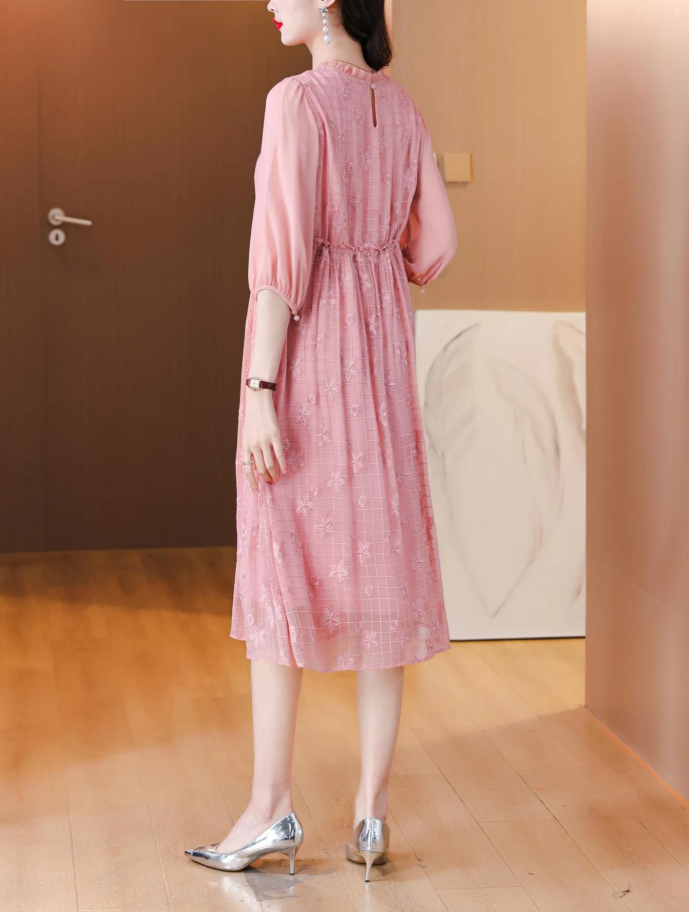Women's Broderie Tulle Hem Dress with Stylish A-line Cut