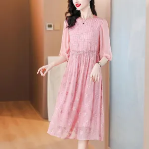 Women's Broderie Tulle Hem Dress with Stylish A-line Cut