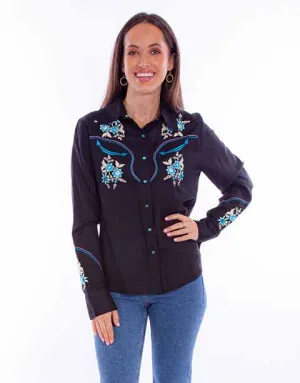 Women's Honey Creek Collection Blouse: Floral Embroidery Snaps