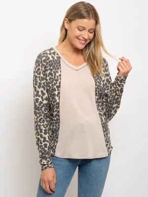 WOMEN'S LEOPARD PRINT DOLMAN BATWING TOP