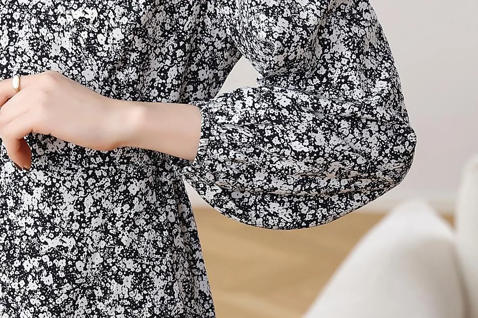 Women's Long Sleeve Mini Dress in Beautiful Floral Print