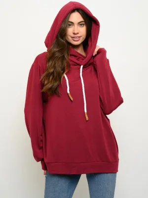 WOMEN'S LONG SLEEVE SOLID HOODIE TOP
