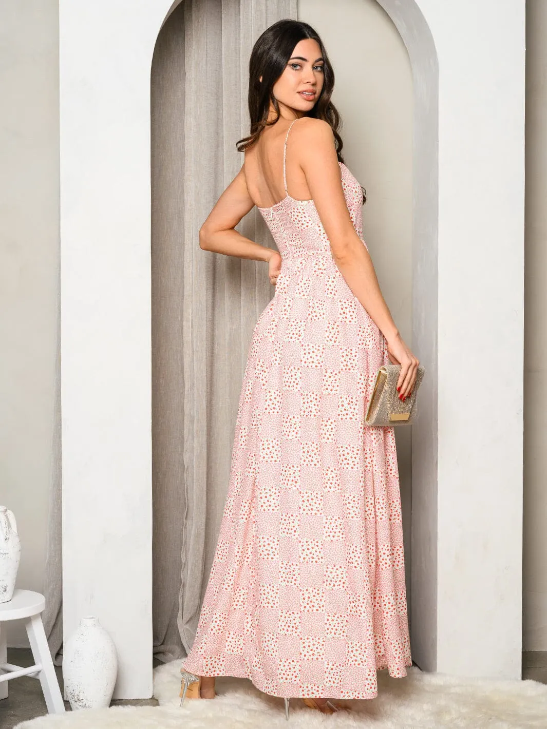 WOMEN'S SLEEVELESS FLORAL MAXI DRESS