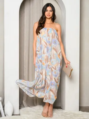 WOMEN'S SLEEVELESS TUNIC FLORAL MAXI DRESS